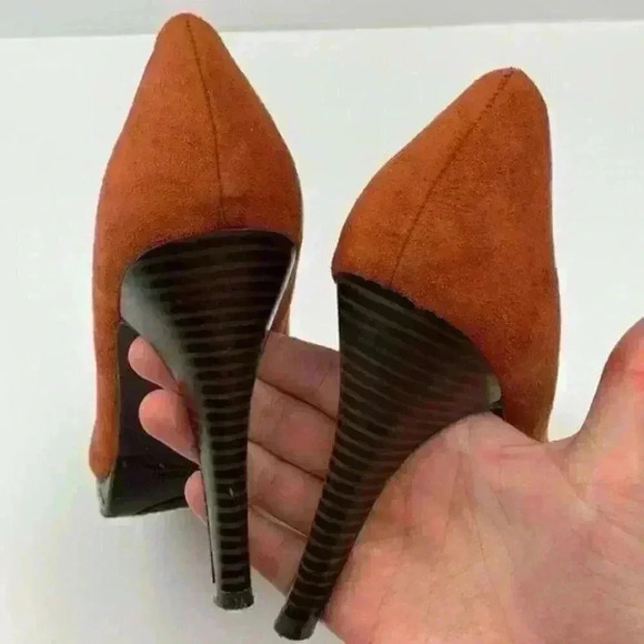 Apt 9 heels sz 6 orange rust faux suede platforms - Picture 7 of 10